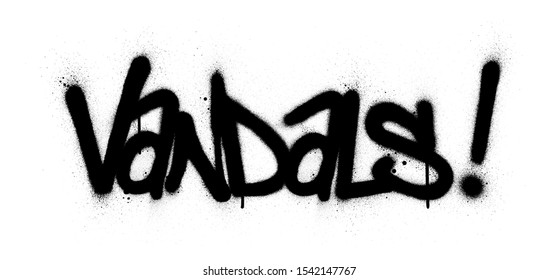 graffiti vandals word sprayed in blaack over white