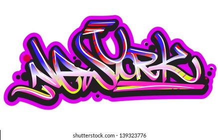 Graffiti vector art urban design element. New York word