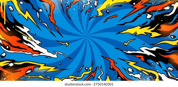 Graffiti vector background illustration with comic style, thunder and dynamic shapes