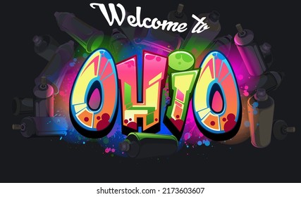 Graffiti Vector Design - Welcome to the State of Ohio....Each object are grouped so you can rearrange your design with ease. Perfect for your next project.