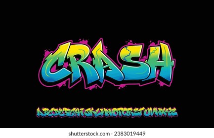 Graffiti vector font. Capital letters, numbers and glyps alphabet.