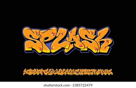 Graffiti vector font. Capital letters, numbers and glyps alphabet.