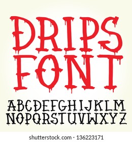 Graffiti vector font with paint drips