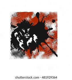 Graffiti vector illustration of a lion in black ink