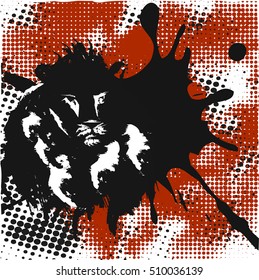 Graffiti vector illustration of a lion in black ink