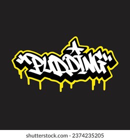 graffiti vectorial etiquetando letra palabra texto arte callejero dibujar mano mural