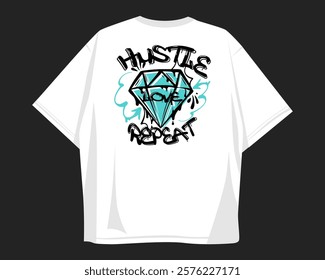 Graffiti vector t-shirt design for print, Street style graphic t shirt for apparel. Graffiti style, street art. Urban t shirt design for print on demand, Clothing design for merch. Graffiti quotes