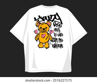 Graffiti vector t-shirt design for print, Street style graphic t shirt for apparel. Graffiti style, street art. Urban t shirt design for print on demand, Clothing design for merch. Graffiti quotes