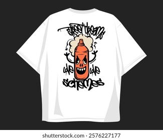 Graffiti vector t-shirt design for print, Street style graphic t shirt for apparel. Graffiti style, street art. Urban t shirt design for print on demand, Clothing design for merch. Graffiti quotes