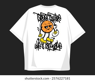 Graffiti vector t-shirt design for print, Street style graphic t shirt for apparel. Graffiti style, street art. Urban t shirt design for print on demand, Clothing design for merch. Graffiti quotes