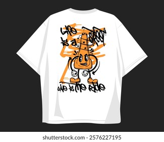 Graffiti vector t-shirt design for print, Street style graphic t shirt for apparel. Graffiti style, street art. Urban t shirt design for print on demand, Clothing design for merch. Graffiti quotes