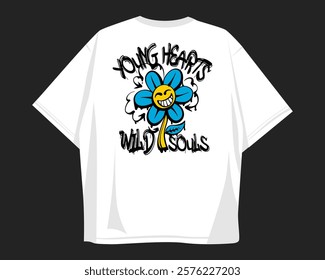 Graffiti vector t-shirt design for print, Street style graphic t shirt for apparel. Graffiti style, street art. Urban t shirt design for print on demand, Clothing design for merch. Graffiti quotes