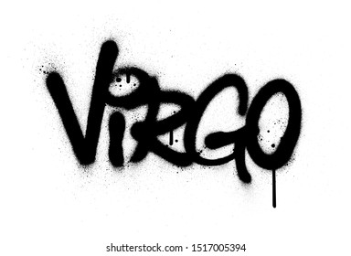 graffiti virgo word sprayed in black over white