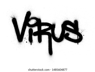 graffiti virus word sprayed in black over white