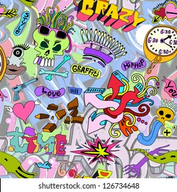 Graffiti wall art background. Seamless texture urban style