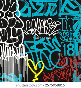 Graffiti Wall Art Background Street Art Hip-Hop Urban Vector Illustration