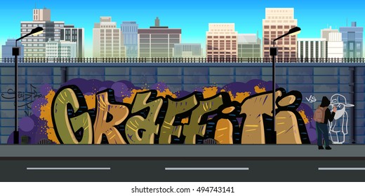 Graffiti wall background, urban art