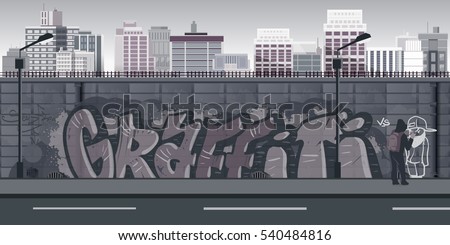 Graffiti wall background, urban art