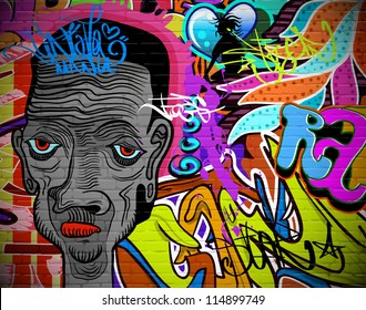 Graffiti wall urban art background. Grunge hip hop artistic design