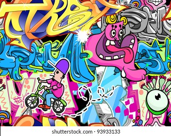 Graffiti wall urban art seamless background