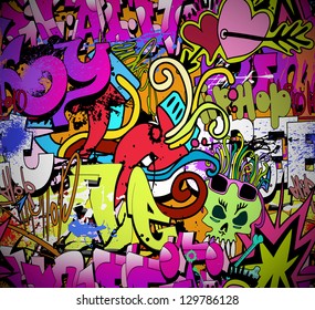 Graffiti wall. Urban art vector background