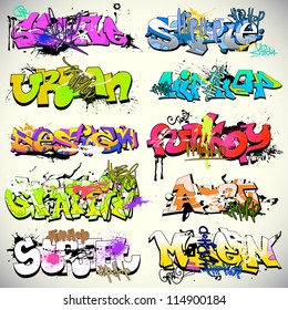 Graffiti wall vector urban art