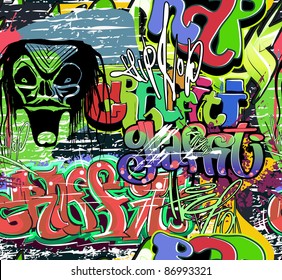 Graffiti wall vector urban hip hop background