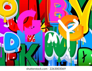 Papel pintado de graffiti con formas de arte callejero moderno abstracto y geométrico degradado. Decoración de fondo vectorial realizada al estilo de la pintura urbana.