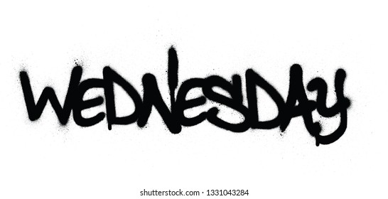 graffiti wednesday word sprayed in black over white