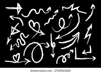 Graffiti flecha blanca con fondo negro. Conjunto de flecha abstracta curva dinámica