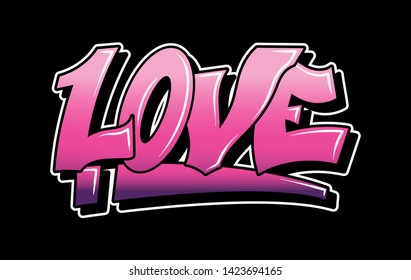 Graffiti white inspiration LOVE for decorative lettering vandal street art free wild style on the wall city urban illegal action by using aerosol spray paint. Underground type vector illustration.