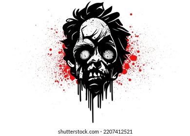 graffiti wild zombie in black red and white