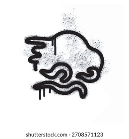 Icono de viento de graffiti con spray puede aislarse sobre fondo blanco. Icono de viento de graffiti con lata de spray negro sobre blanco.
