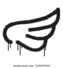 Graffiti wings with  black spray paint over white. Vector illustration.