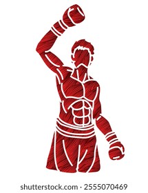 Graffiti The Winner Boxing Sport Boxer Fighting Action Fighter Cartoon Graphic Vector