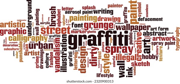 Graffiti Wort Cloud Konzept. Collage aus Wörtern über Graffiti. Vektorgrafik