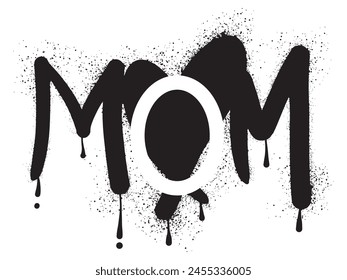 Graffiti the word mom with black spray paint