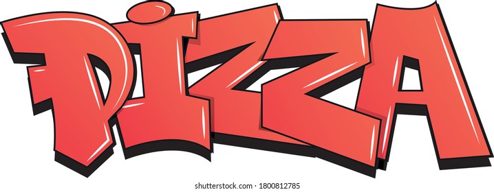 Graffiti Word Pizza in Vector