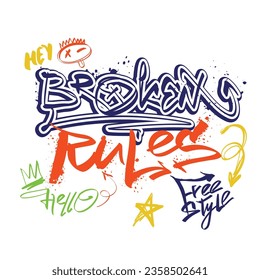 Graffiti words poster. Street art style print for t shirt design. Grunge illustration