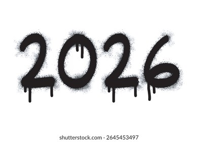 graffiti words and symbols of the new year 2026 sprayed black