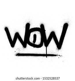 graffiti wow word sprayed in black over white