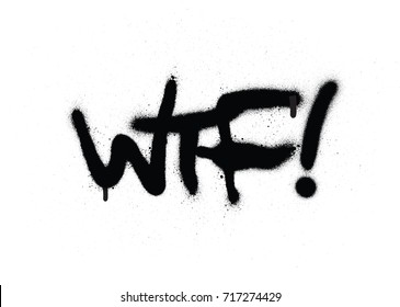 abreviatura del chat del WTF del graffiti en blanco y negro