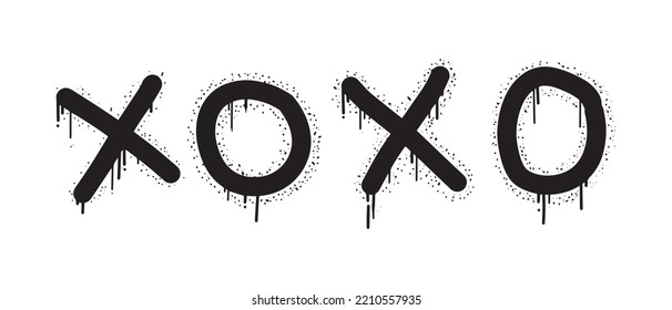 Graffiti XOXO Sign Sprayed In Black Over White, Vector Eps 10.