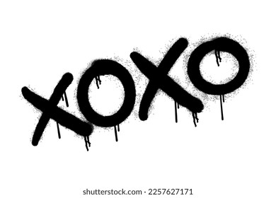 graffiti XOXO sign sprayed in black over white, vector eps 10.