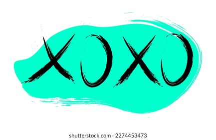 Graffiti XoXo word on green background. Hand drawn. Vector