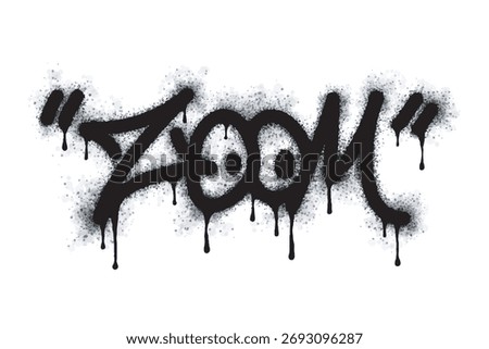 graffiti zoom word and symbol sprayed in black