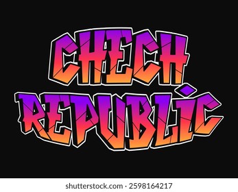 Graffiti-Style Czech Republic Lettering. Colorful Street Art Text Design