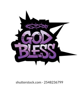 Graffiti-Style God Bless T-Shirt Design, God Bless T-Shirt Vector