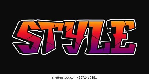 Graffiti-style STYLE text design with bold gradient colors. Cool letters, fashion, graffiti style print for t-shirt, poster concept