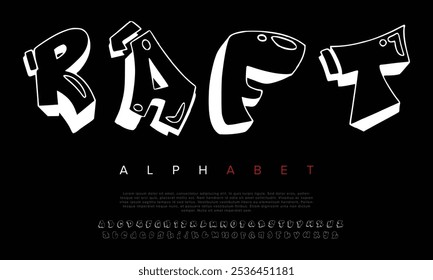 GraffitiStyle vector font alphabet with numbers